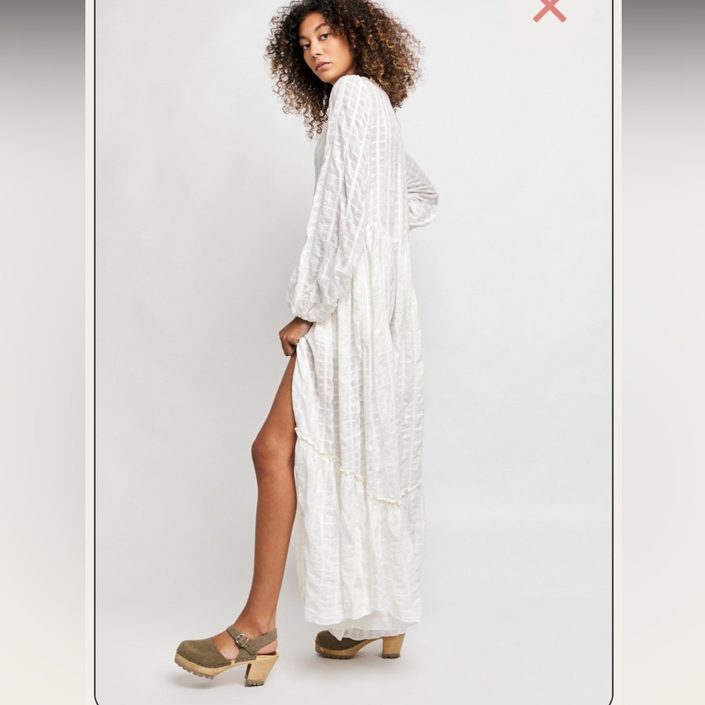 Free People White Gauze Long Sleeve Tiered Maxi Dress - Picture 2 of 9